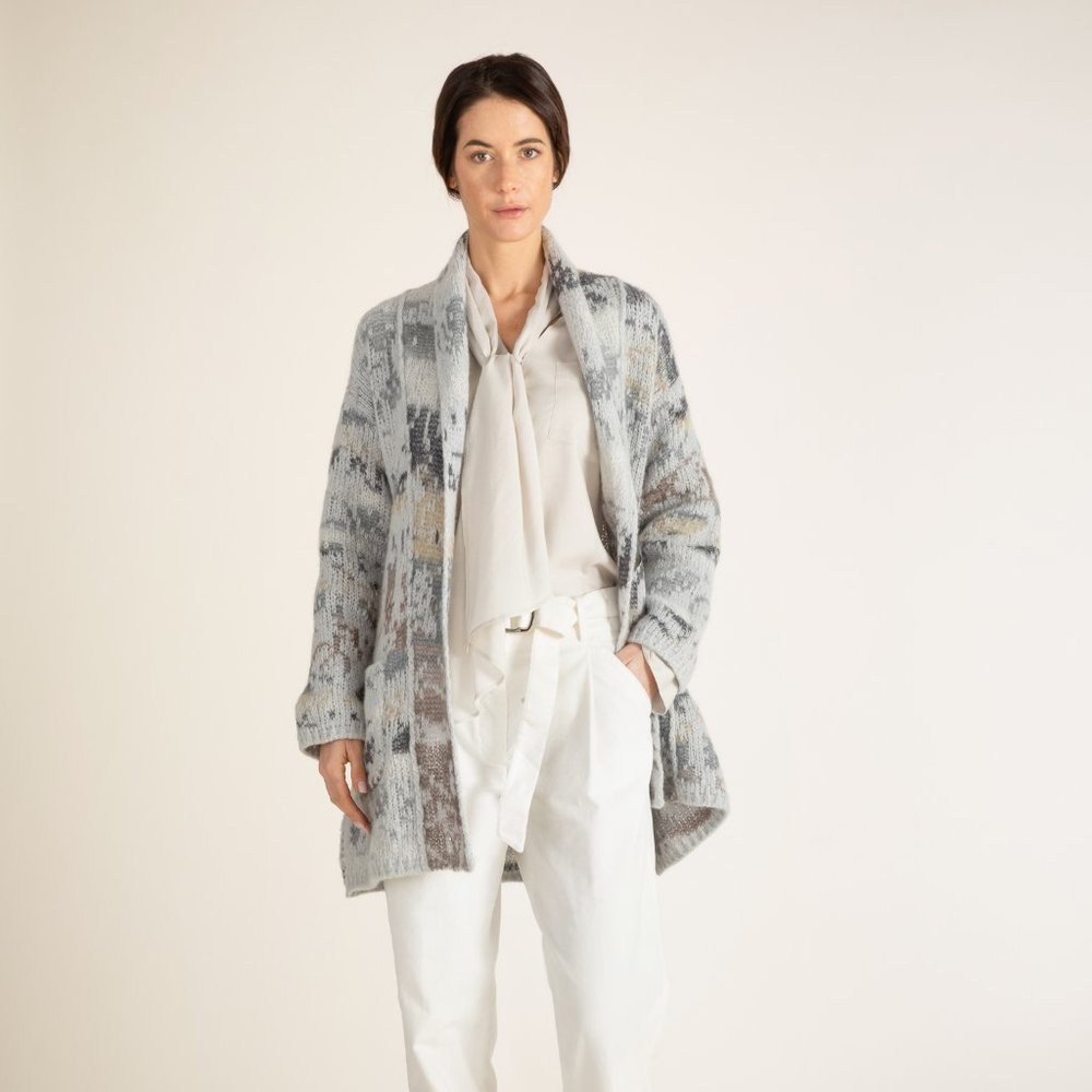 Patterned Knit Cardigan by TONET